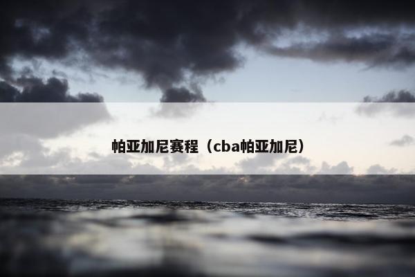 帕亚加尼赛程（cba帕亚加尼）