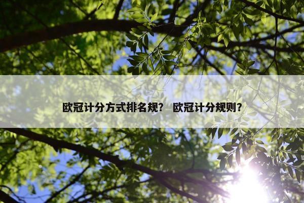 欧冠计分方式排名规？ 欧冠计分规则？
