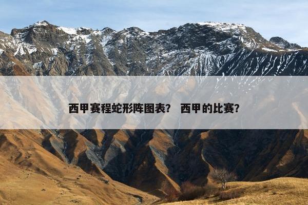 西甲赛程蛇形阵图表？ 西甲的比赛？