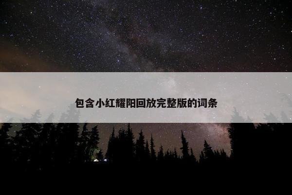 包含小红耀阳回放完整版的词条