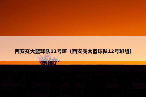 西安交大篮球队12号班（西安交大篮球队12号班组）