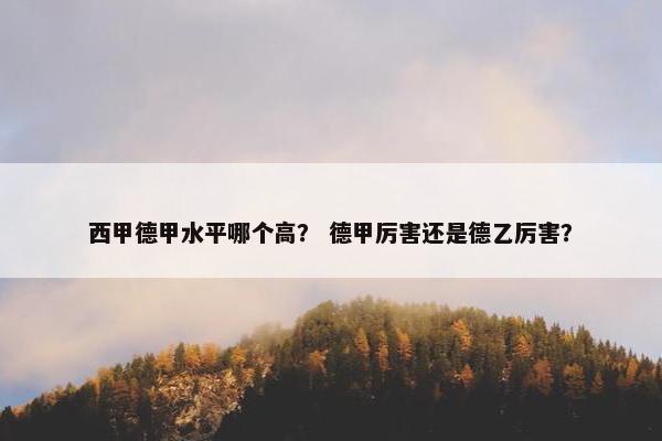 西甲德甲水平哪个高？ 德甲厉害还是德乙厉害？