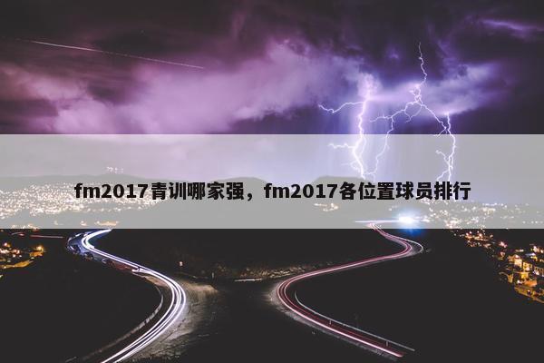 fm2017青训哪家强，fm2017各位置球员排行