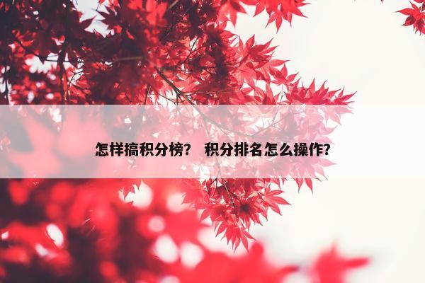 怎样搞积分榜？ 积分排名怎么操作？