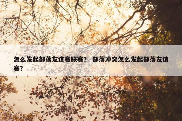 怎么发起部落友谊赛联赛？ 部落冲突怎么发起部落友谊赛？