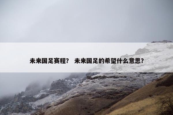未来国足赛程？ 未来国足的希望什么意思？