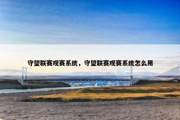 守望联赛观赛系统，守望联赛观赛系统怎么用