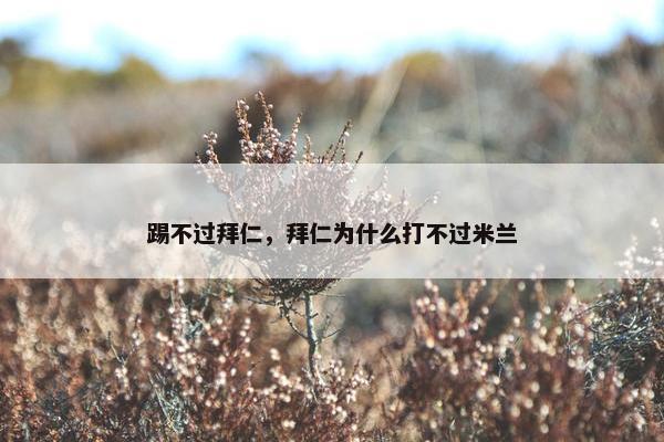 踢不过拜仁，拜仁为什么打不过米兰