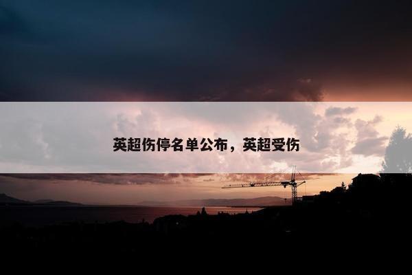 英超伤停名单公布，英超受伤