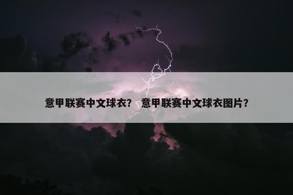 意甲联赛中文球衣？ 意甲联赛中文球衣图片？