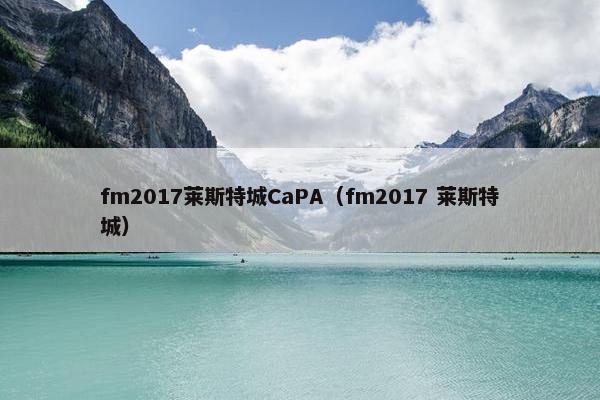 fm2017莱斯特城CaPA（fm2017 莱斯特城）