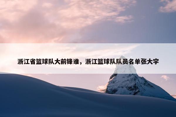 浙江省篮球队大前锋谁，浙江篮球队队员名单张大宇