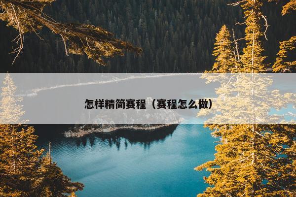怎样精简赛程（赛程怎么做）
