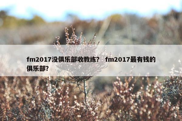 fm2017没俱乐部收教练？ fm2017最有钱的俱乐部？