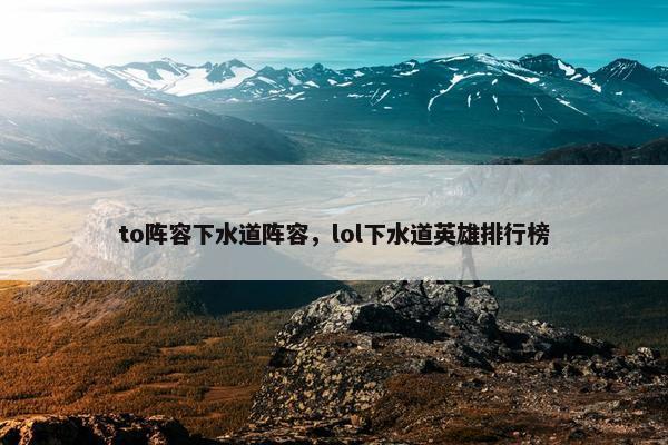 to阵容下水道阵容，lol下水道英雄排行榜