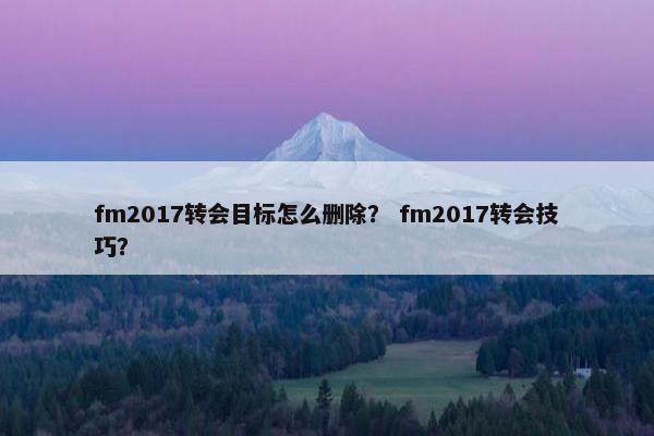fm2017转会目标怎么删除？ fm2017转会技巧？