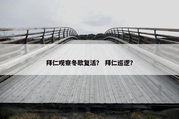 拜仁观察冬歇复活？ 拜仁巡逻？