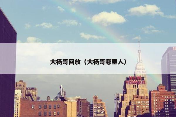 大杨哥回放（大杨哥哪里人）