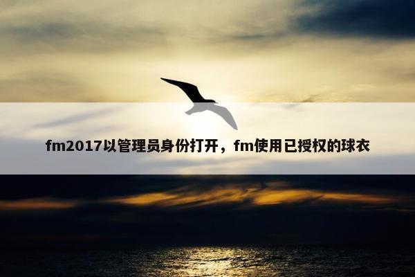 fm2017以管理员身份打开，fm使用已授权的球衣