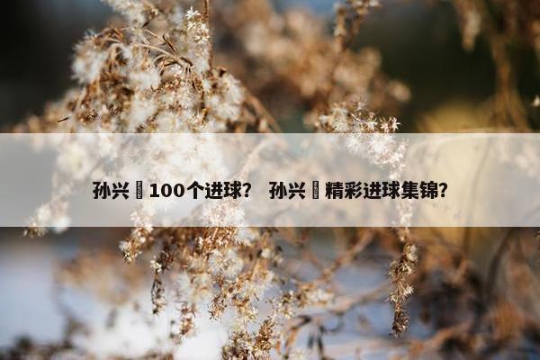 孙兴慜100个进球？ 孙兴慜精彩进球集锦？