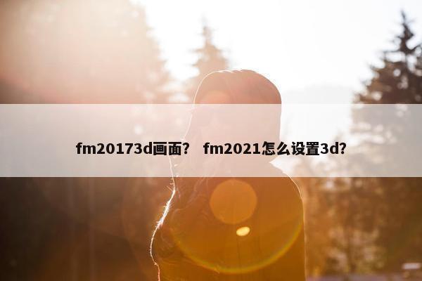 fm20173d画面？ fm2021怎么设置3d？
