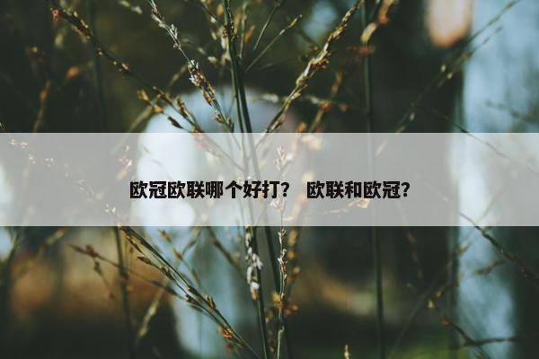 欧冠欧联哪个好打？ 欧联和欧冠？