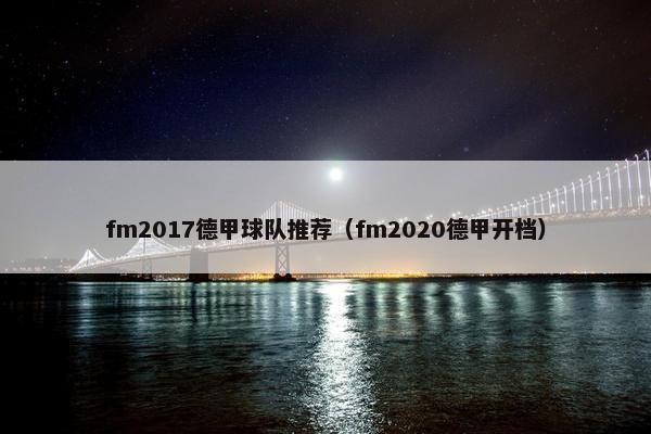 fm2017德甲球队推荐（fm2020德甲开档）