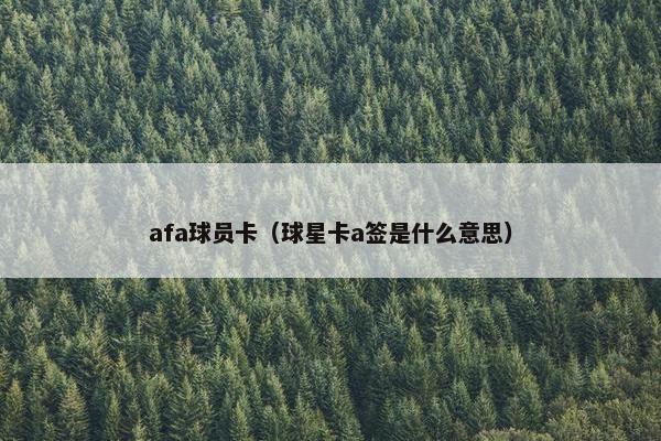 afa球员卡（球星卡a签是什么意思）