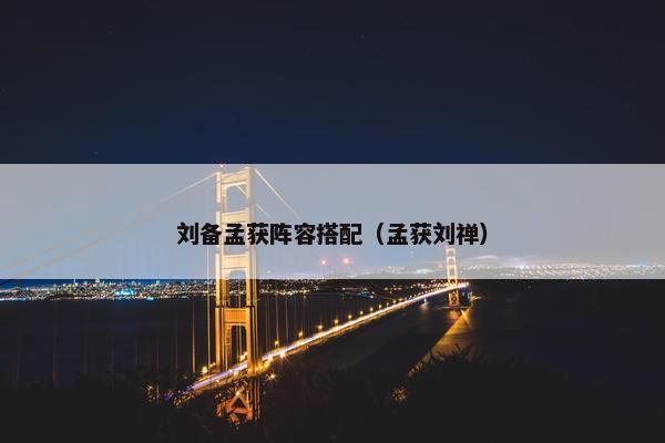 刘备孟获阵容搭配（孟获刘禅）