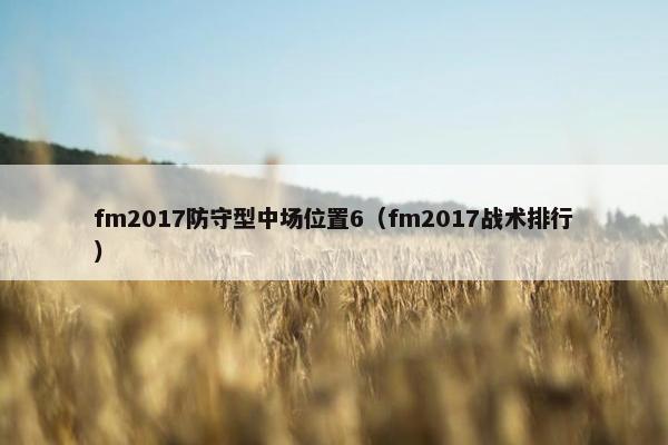 fm2017防守型中场位置6（fm2017战术排行）