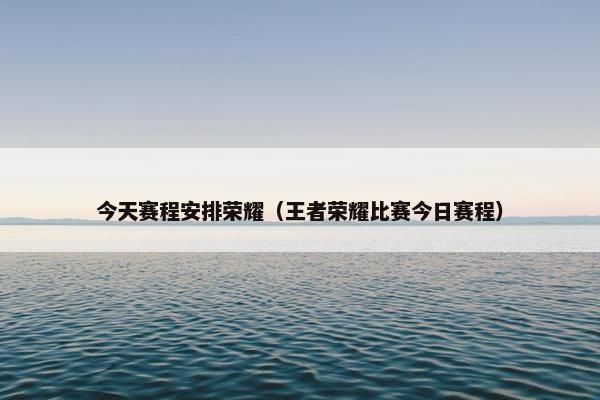 今天赛程安排荣耀（王者荣耀比赛今日赛程）