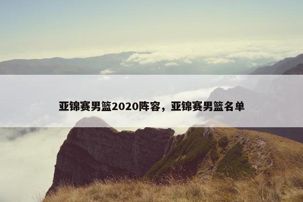 亚锦赛男篮2020阵容，亚锦赛男篮名单
