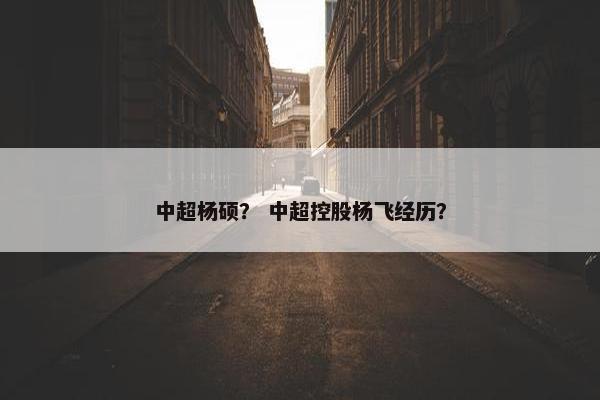 中超杨硕？ 中超控股杨飞经历？