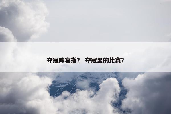 夺冠阵容指？ 夺冠里的比赛？