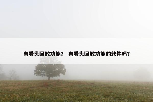 有看头回放功能？ 有看头回放功能的软件吗？